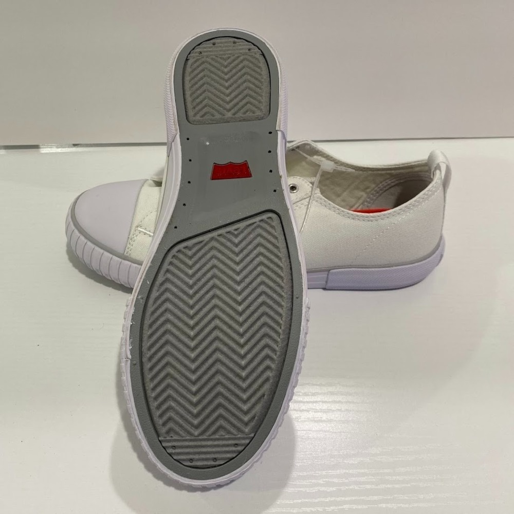 Levis Women's Logo Sneakers Low-Top Shoes White/Grey Sz. 8 - Picture 5 of 10